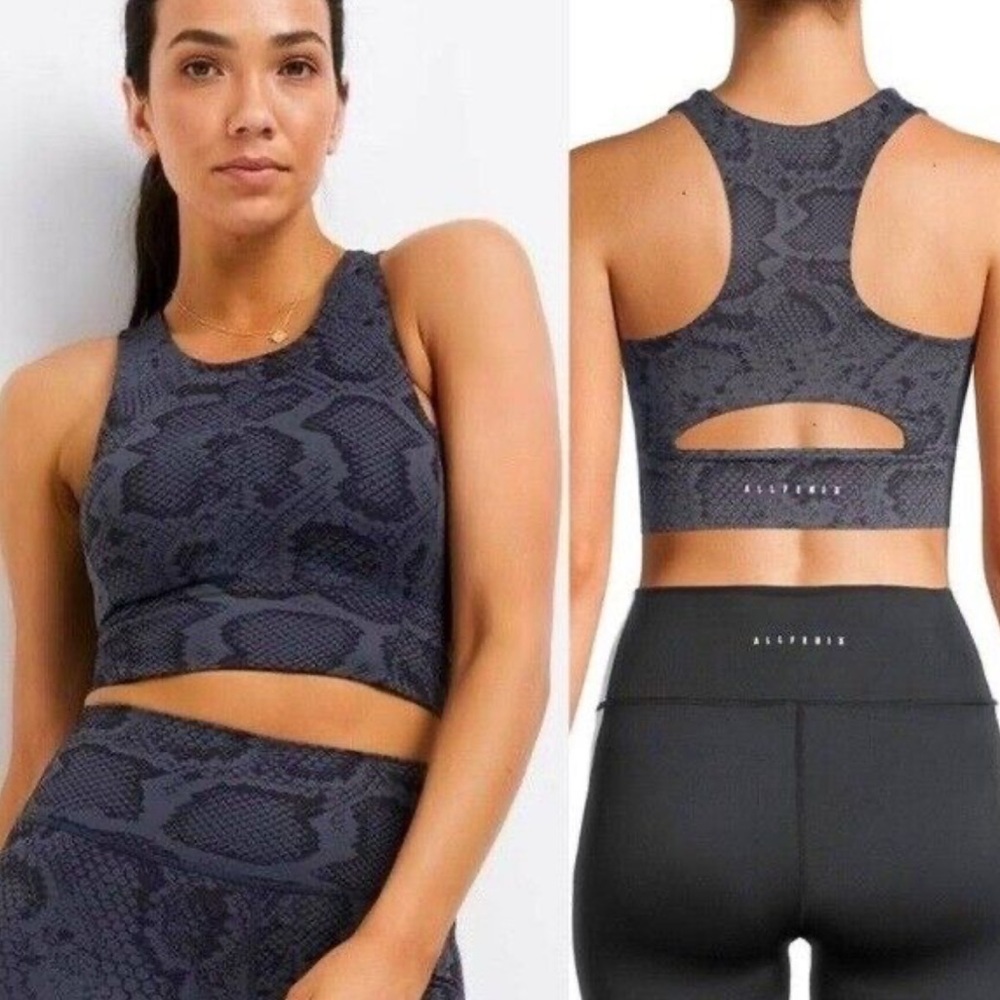 AllFenix Anthropologie Blue Snake Print‎ Long Line Sports Bra Python Size Small